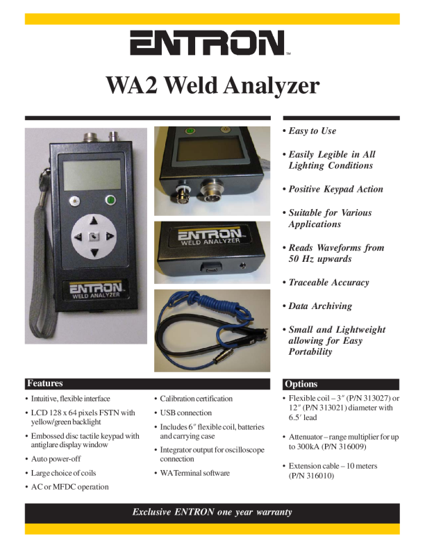 ENTRON WA2 Weld Analyzer